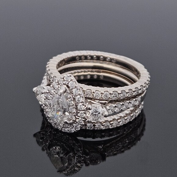 14KT White Gold Pear Diamond 3 Piece Wedding Ring Set 2.58TCW Size 7 - Picture 11 of 16